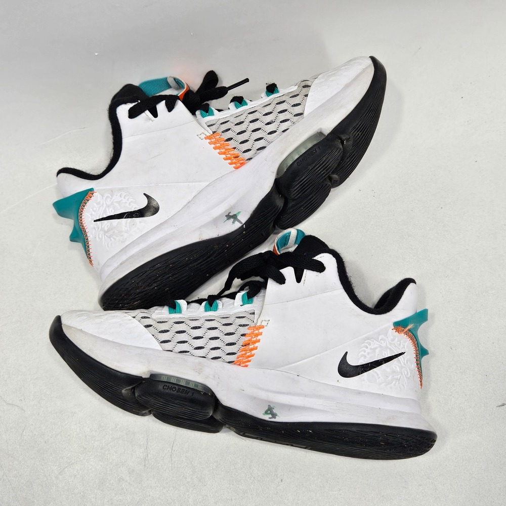 Nike LeBron Witness 5 Mens 7 White Black Orange Teal CQ9380-100 Basketball Shoes - Picture 3 of 15
